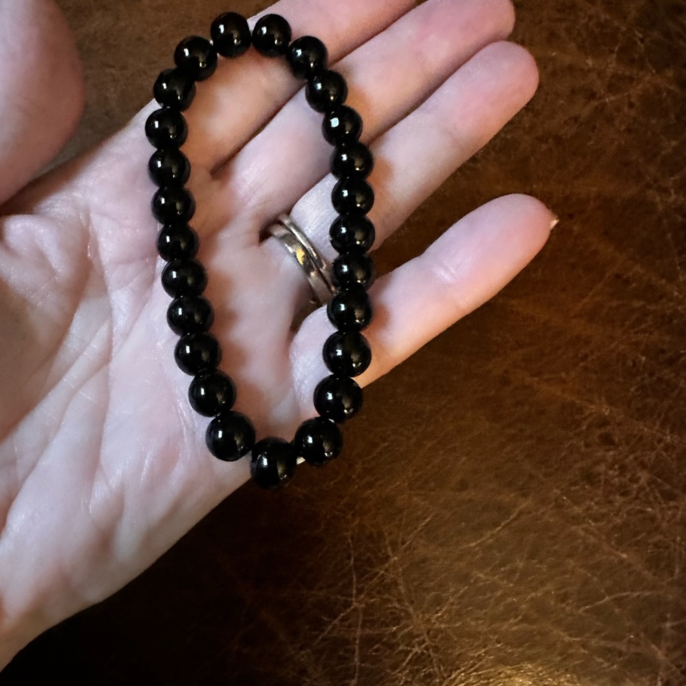 Hand crafted Black Beaded stretch Bracelet